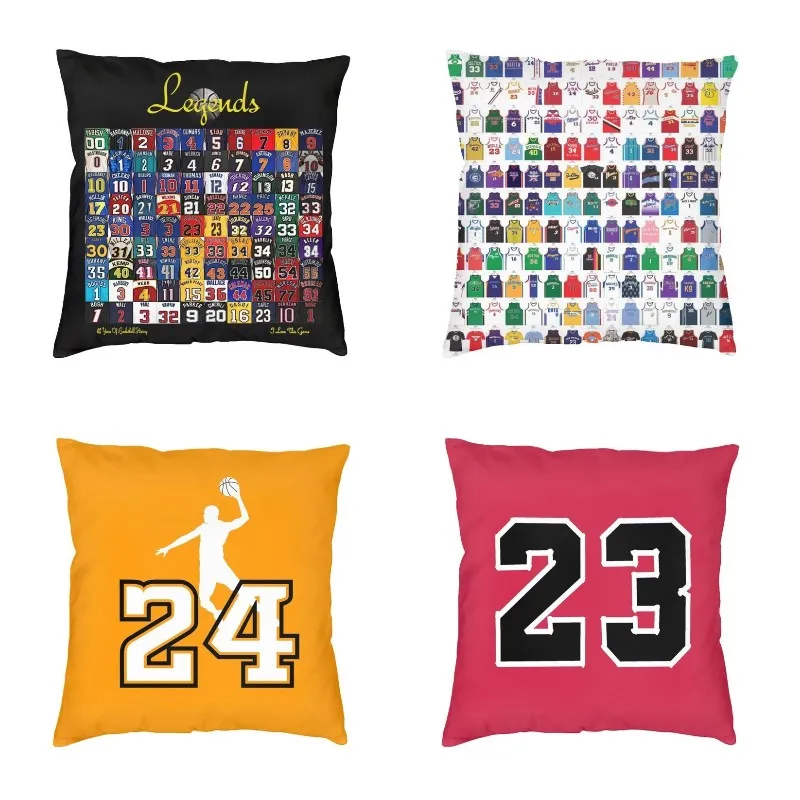 Basketball Legends Cushion Cover 40x40 Soft Jersey Pattern Throw Pillow Case for Sofa Car Square Pillowcase Home Decorative