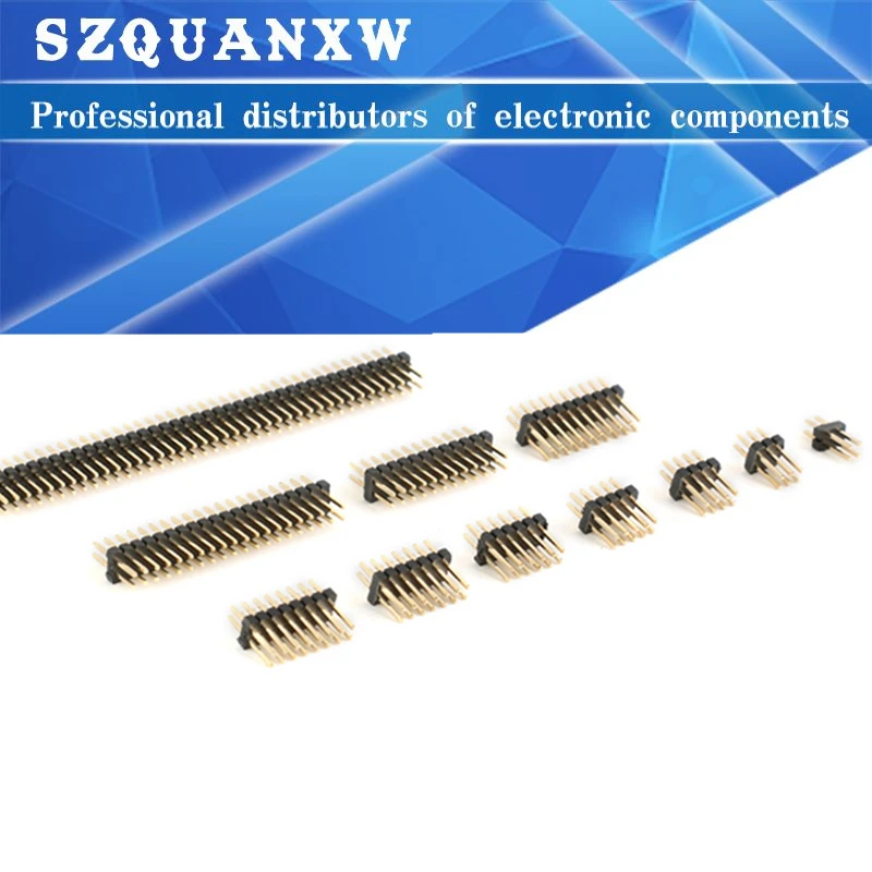 10PCS 1.27mm  Double Row Male 2~40P Breakaway PCB Board Pin Header Connector Strip Pinheader 2*3/4/5/6/7/8/10/12/15/20/40p 3-50P