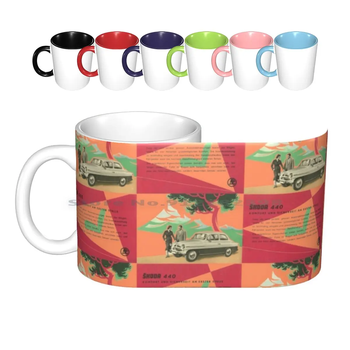 Skoda 440 Ceramic Mugs Coffee Cups Milk Tea Mug Skoda Car Cars Classic Classic Car Classic Cars Advert Brochure Monochrome