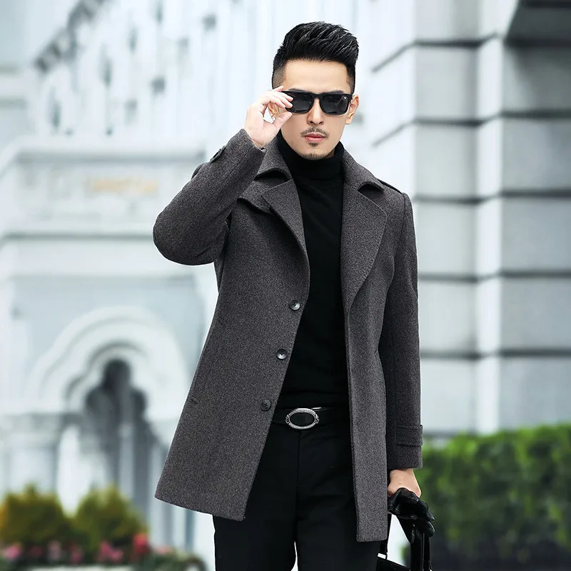 2022 new arrival winter Men's High quality jacket winter wool trench coat men Fashion Woolen Coat, Mens wool overcoat size M-3XL