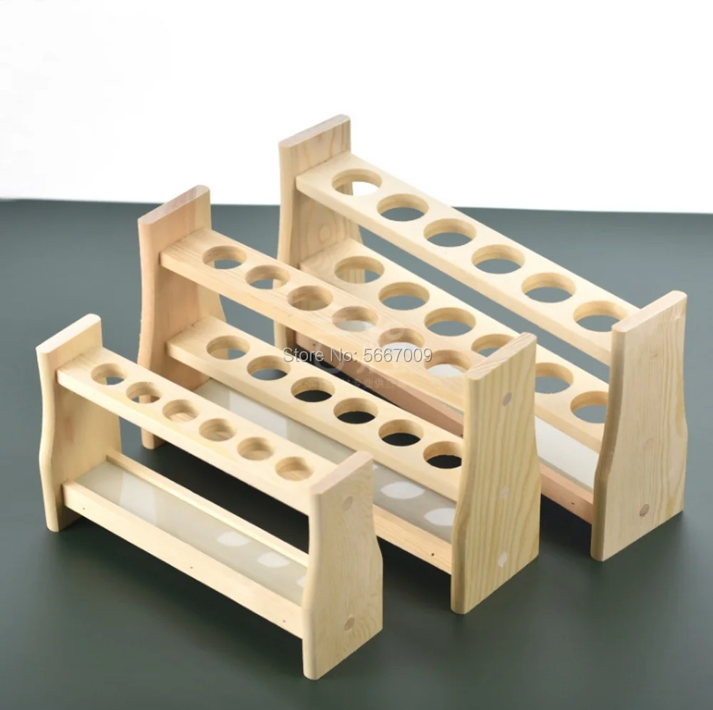 

1pcs Lab Wooden test tube 10ml 25ml 50ml 100ml rack colorimetric tube rack with 6 and 12 holes