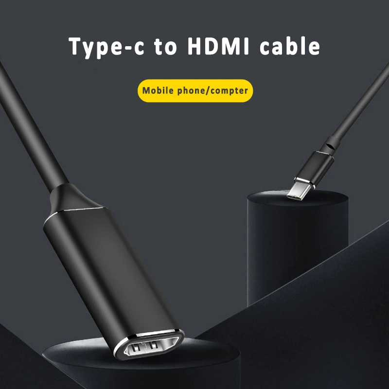 USB Type C To HDMI Cable Adapter 4K 30Hz Cable for MacBook Samsung Huawei Phones Tablets Laptop USB C HDMI-Adapter