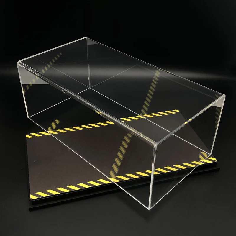 1:18 Car Model Acrylic Display Box Dust Cover Hot Bending Integrated Leather Base Model Collection