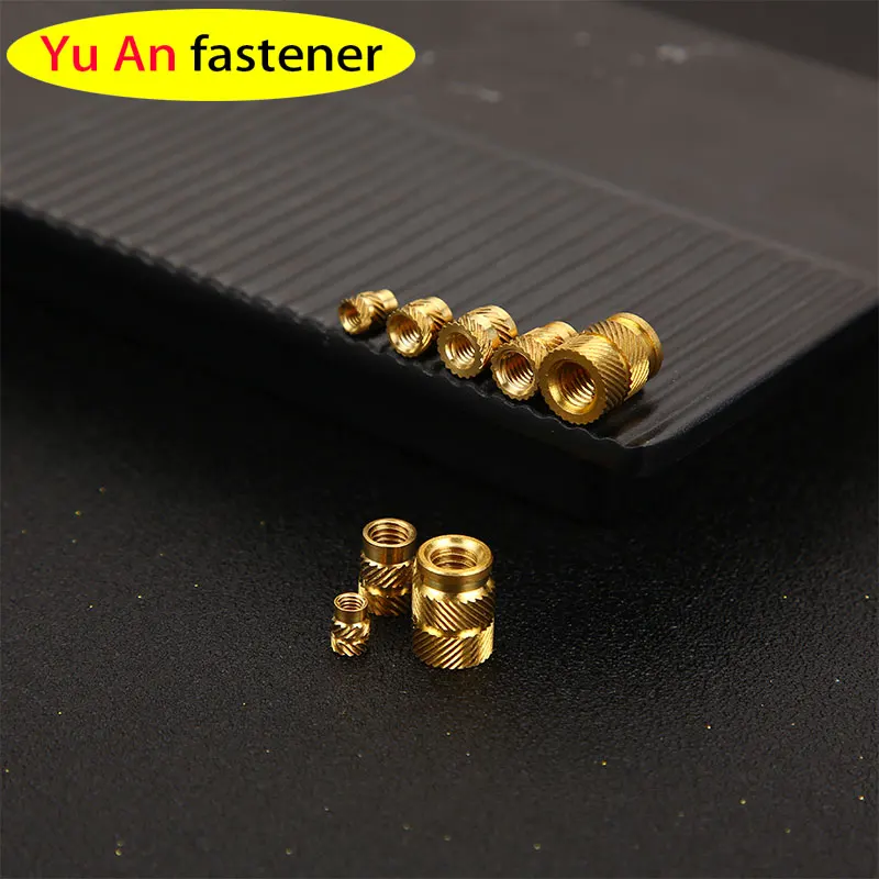 Messing Hot Melt Inset Muttern Heizform Kupfer Gewinde einsätze Mutter Sl-Typ Doppel Twill Rändel injektion Messing Mutter m5m6 1St