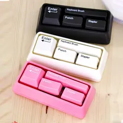 4 Pcs Keyboard Hole Puncher Stapler Keyboard Brush Magnetic Clip Dispenser Stationary Set for Office GK99