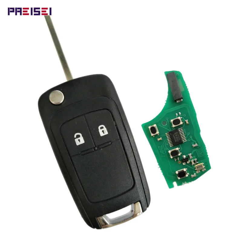 PREISEI 5pieces/lot 2 Buttons Complete Flip Car Remote Key For Opel Vauxhall Key Replace 433MHZ ID46 Electronic Chip