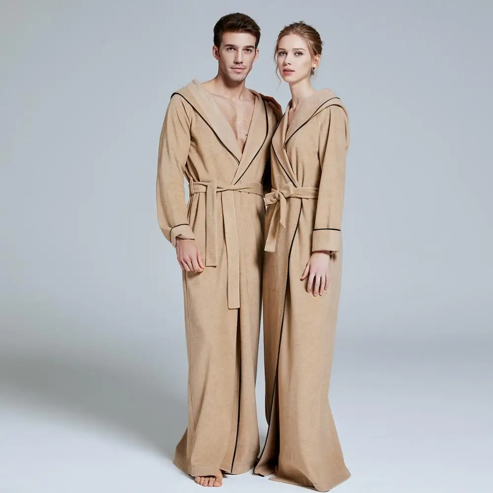 Men and Women Floor-length Hooded Night Gowns Extra Long Bathrobe Lounge wear