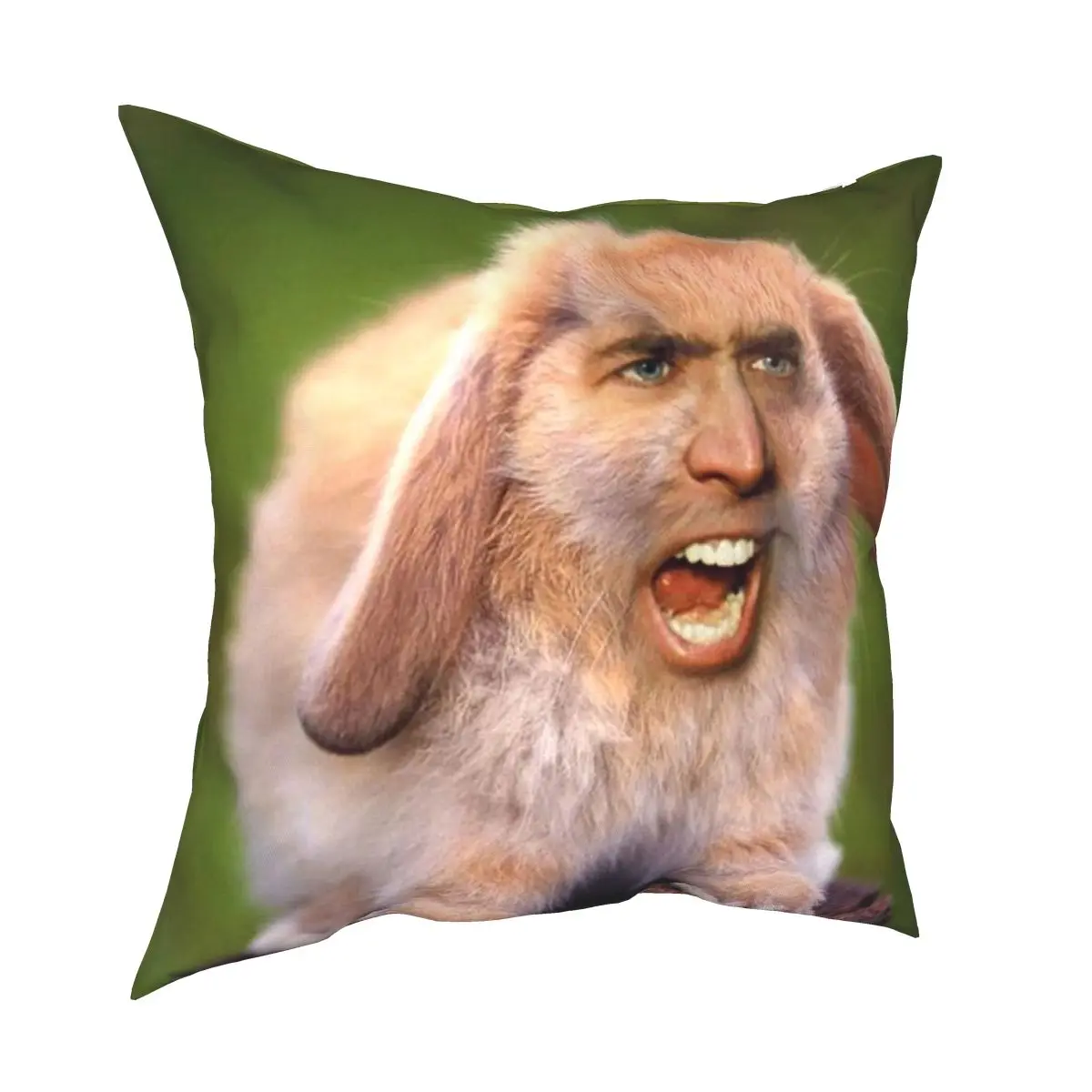 Nicolas Cage Rabbit Square Pillowcase Polyester Printed Zip Decorative Throw Pillow Case for Home Cushion Cover 18