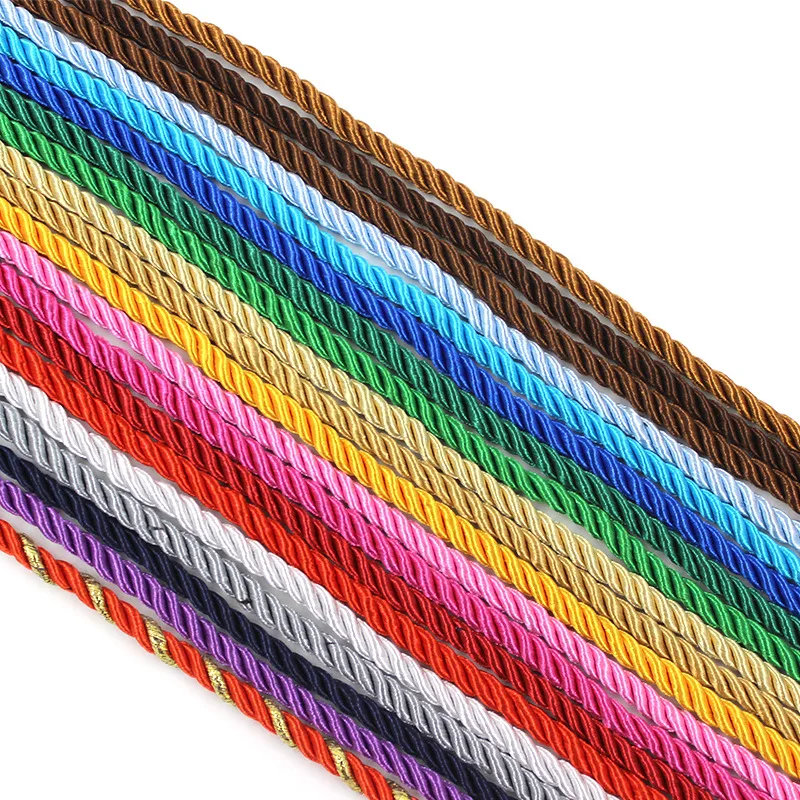 10M 5mm 3 Shares Twisted Cotton Nylon Cords Colorful DIY Craft Braided Decoration Rope Drawstring Belt Accessories JK2020