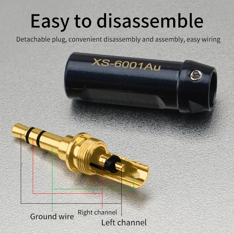 Xangsane-cable auxiliar para auriculares, conector de audio de cobre puro chapado en oro de 3,5mm a línea de grabación, XS-6001Au, 2 piezas, 4 piezas