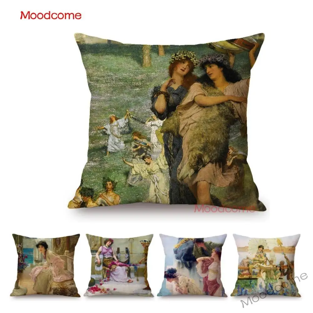 Lawrance Alma Tadema Famous Oil Painting Ancient European Royal Luxury Life Decor Throw Pillow Case Angel Linen Cushion Cover