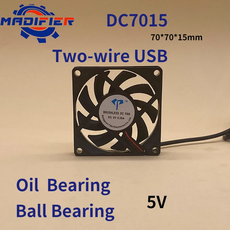 Dc7015 Silent DC Thin Fan USB Computer Case 5V Oil Ball Bearing 7cm Cooling Fan