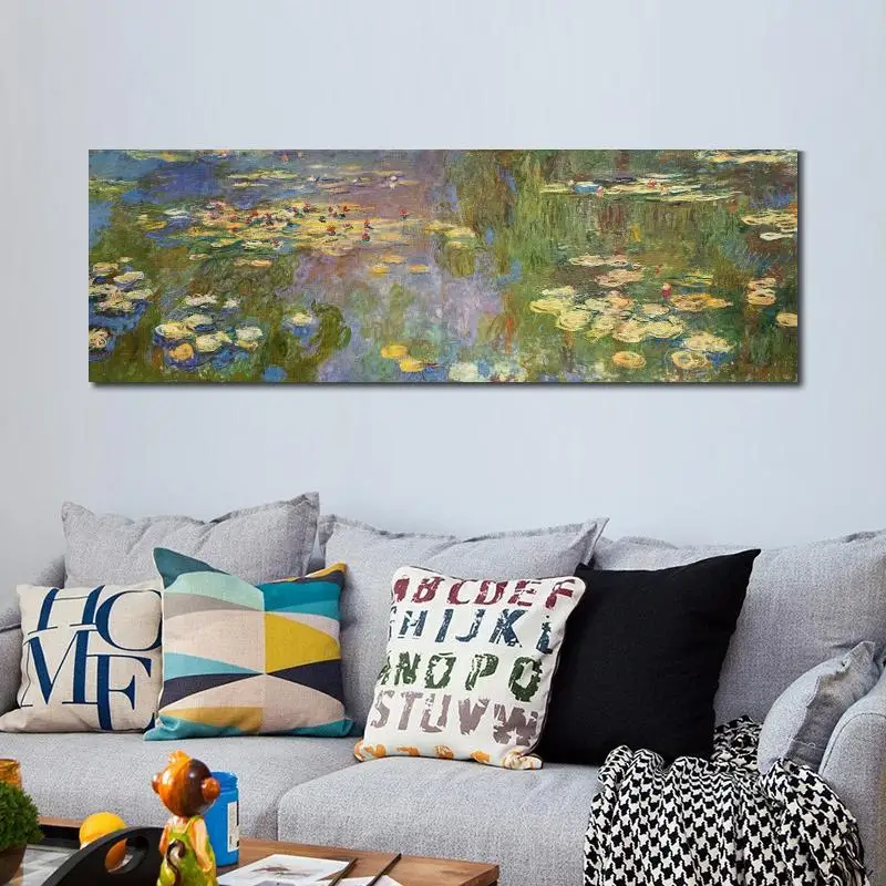 

Large Impressionist Art Water Lilies Famous Claude Monet Oil Painting Handmade Canvas Artwork Living Room Wall Decor Quality