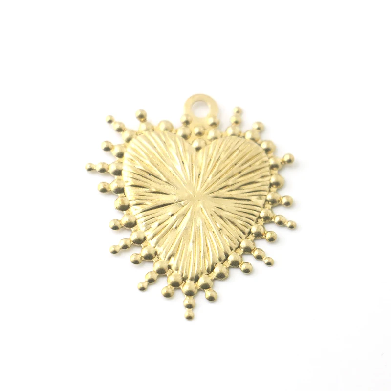 10pcs DIY handmade popular jewelry material brass single hanging embossed peach heart copper earrings necklace pendant