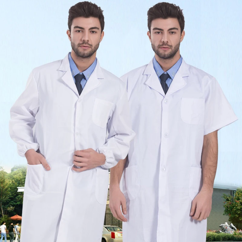 Male Short Sleeve Female Physician Suit Long Sleeve Beauty Salon Clothing White Coat Dust Proof Dental Nurse Lab Student Outfit