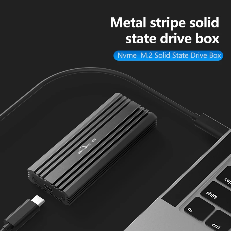 Blueendless M2 SSD Case USB 3.1 10Gbps High Speed Aluminum Shell NVME SSD Disk Multiple Cooling Type C to C External Hard Drive