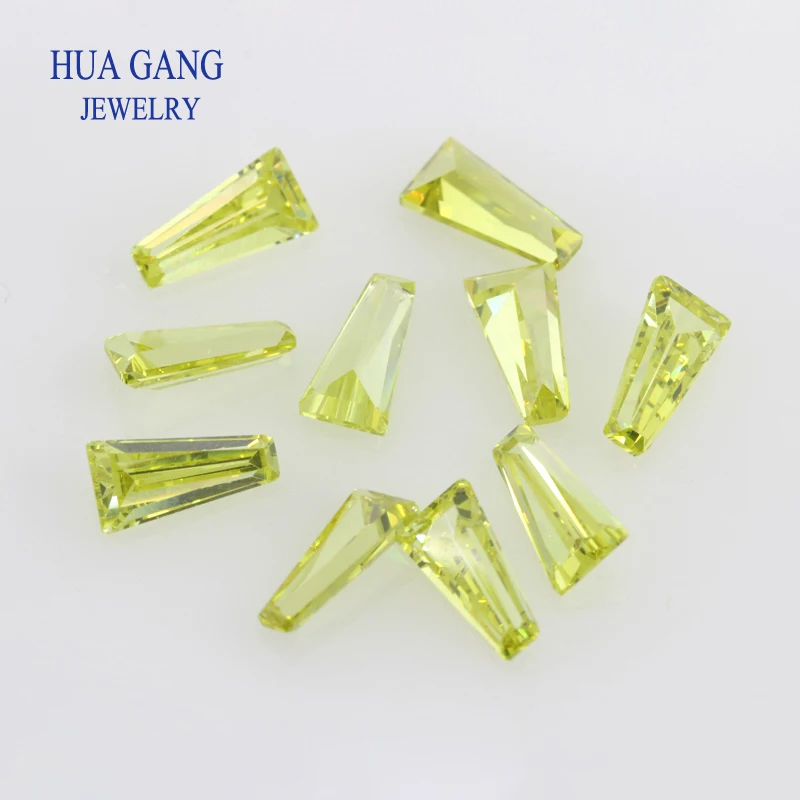 50PCS Olive CZ Stone Ladder Shape Brilliant Cut Synthetic Gems Yellow Cubic Zirconia For Jewelry Size 2x1.25x1~8x4x2mm