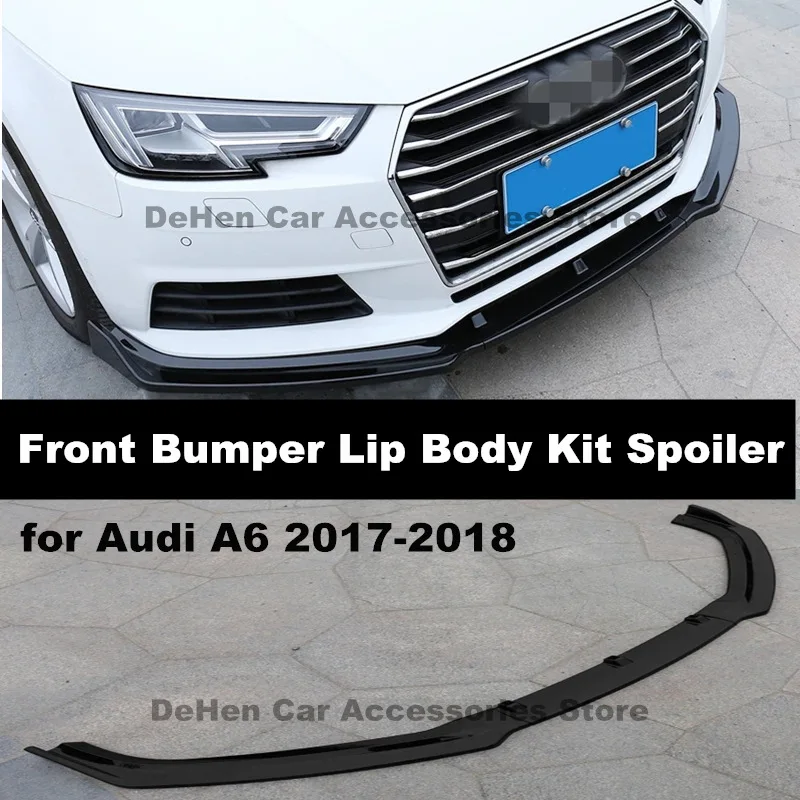 

For Audi A6 2017-2018 Carbon Fiber Look / Black Car Front Bumper Lip Body Kit Spoiler Splitter Diffuser Cover