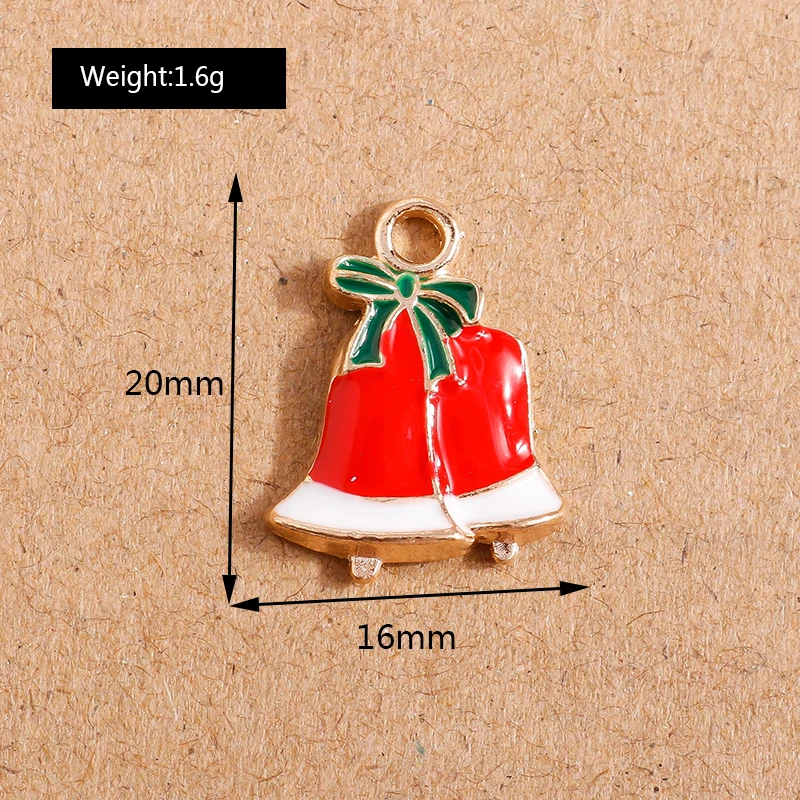 10 Stück Mix süße Emaille-Weihnachtsanhänger für die Schmuckherstellung, Weihnachtsbaum, Hirschglocke, Charms-Anhänger für Halsketten, Ohrringe, Geschenke – Detail 16