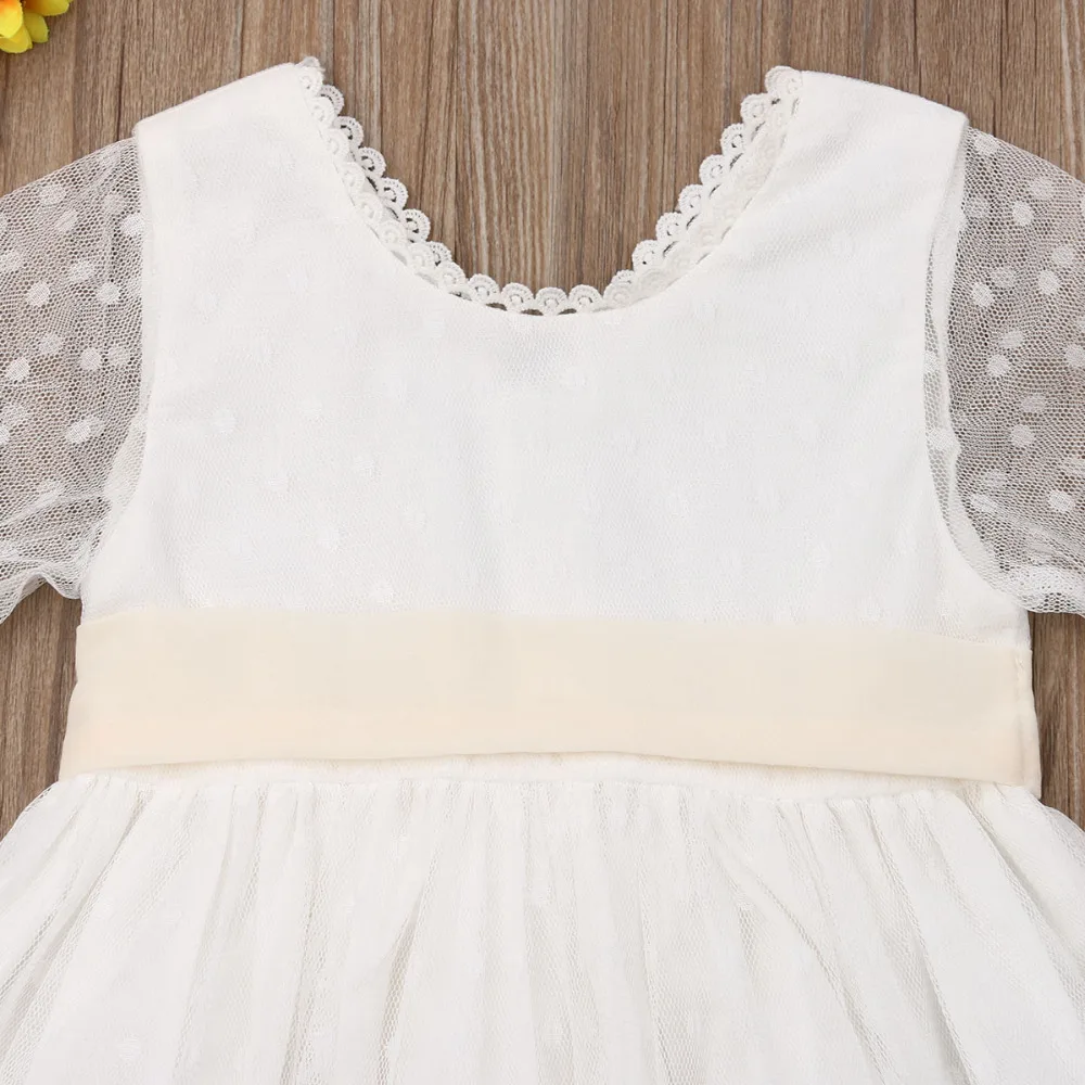 Lovely Kids Baby Girls Dress Bridesmaid Princess Dresses Knee-Length Party Lace Bow Wedding Princess Dresses