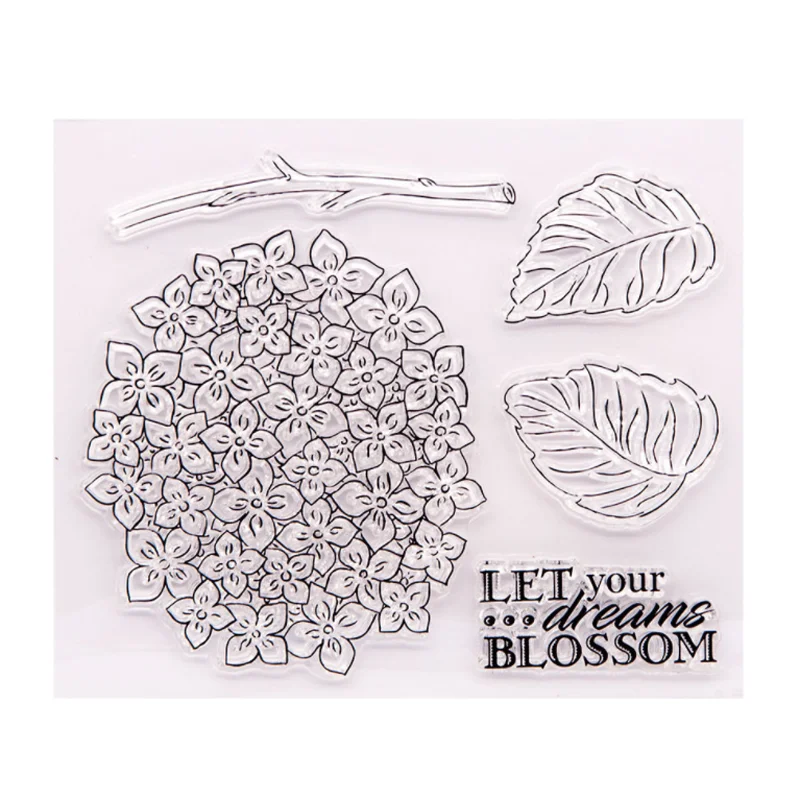 1pc Hydrangea Transparent Clear Silicone Stamp Seal Cutting DIY Scrapbook Rubber Coloring Embossing Diary Decoration Reusable