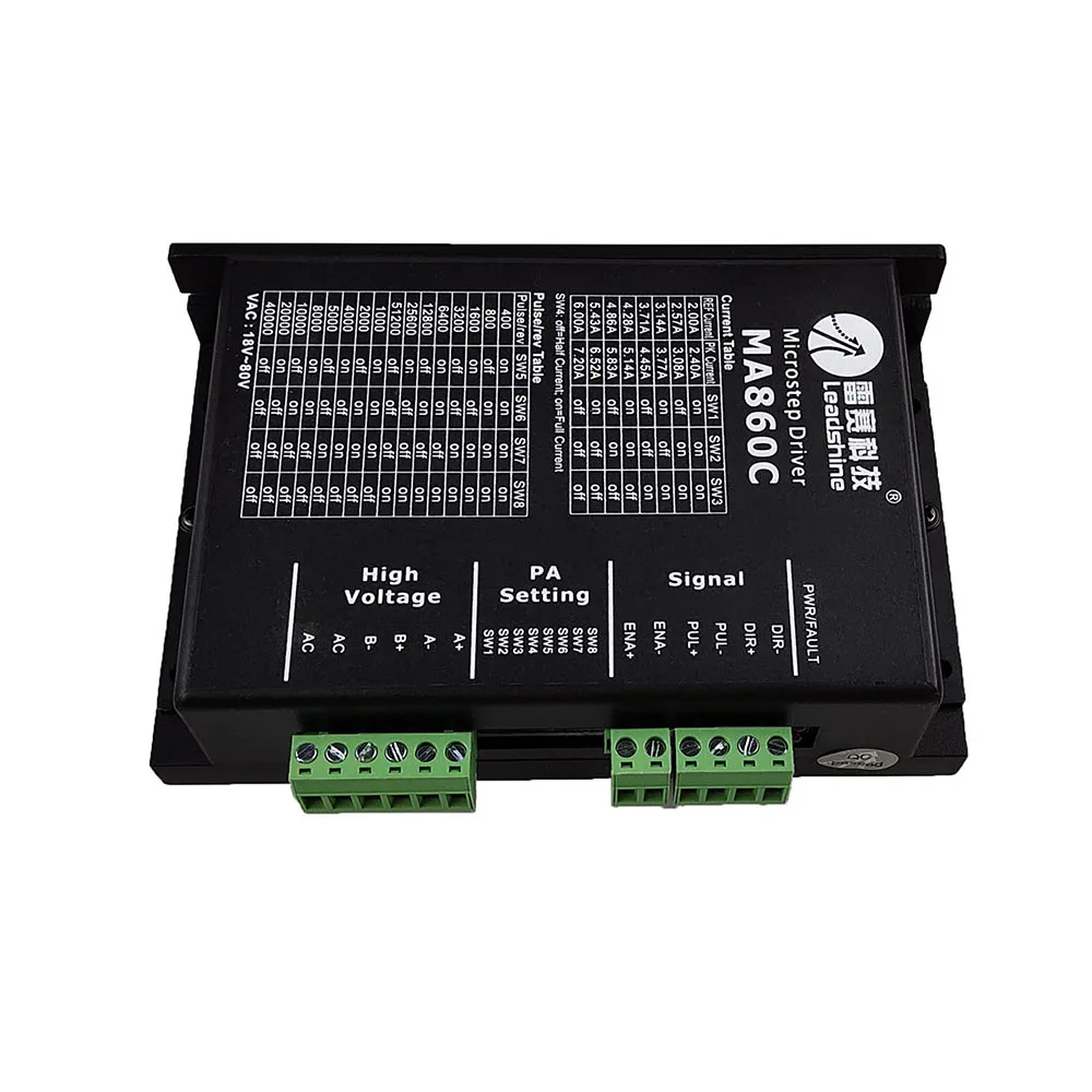 2-фазный шаговый драйвер Leadshine MA860C, вход 36–80 В переменного тока, 1,8–7,2 А, шаговый двигатель NEMA34/23