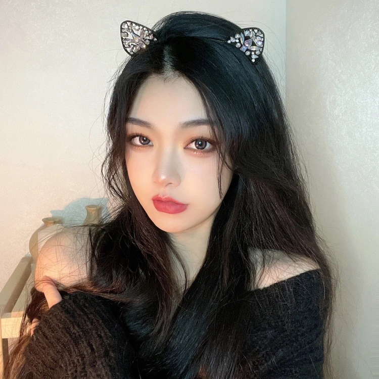 Tính Khí Tai Mèo Đầu Tiara Pha Lê Mèo Tóc Lolita Tiara Cô Bé Phụ Kiện Tóc Giáng Sinh Neko Tai