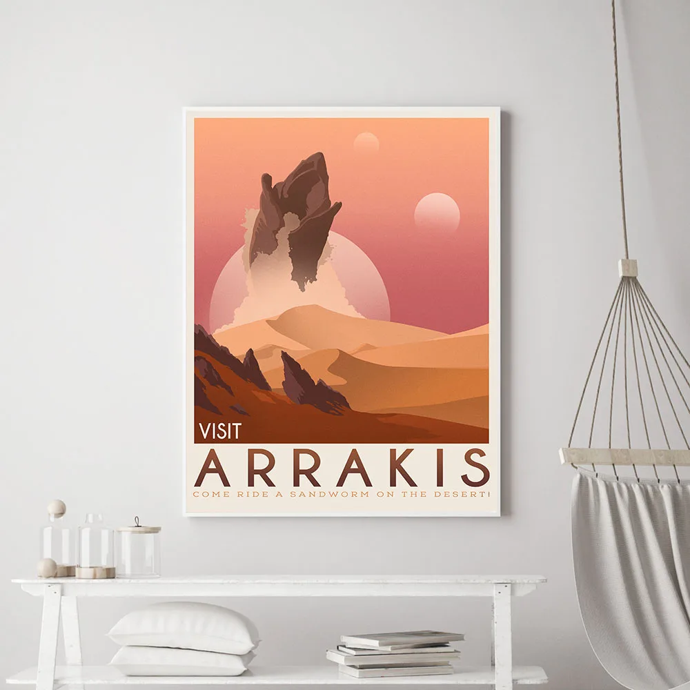 Visit Arrakis DuneTravel Posters Art Canvas Paintings Vintage Wall Pictures Print Home Room Decoration Sandworm Gift No Frame