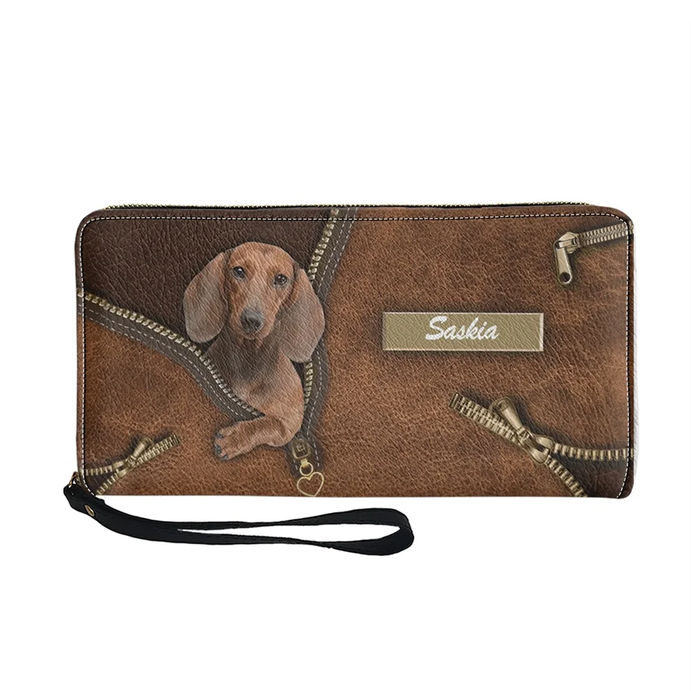 Dễ Thương Dachshund Thời Trang Nữ Ví Thương Hiệu Dài Khóa Zipper Ví Da Pu Sang Trọng Nữ Thẻ Cartera Mujer