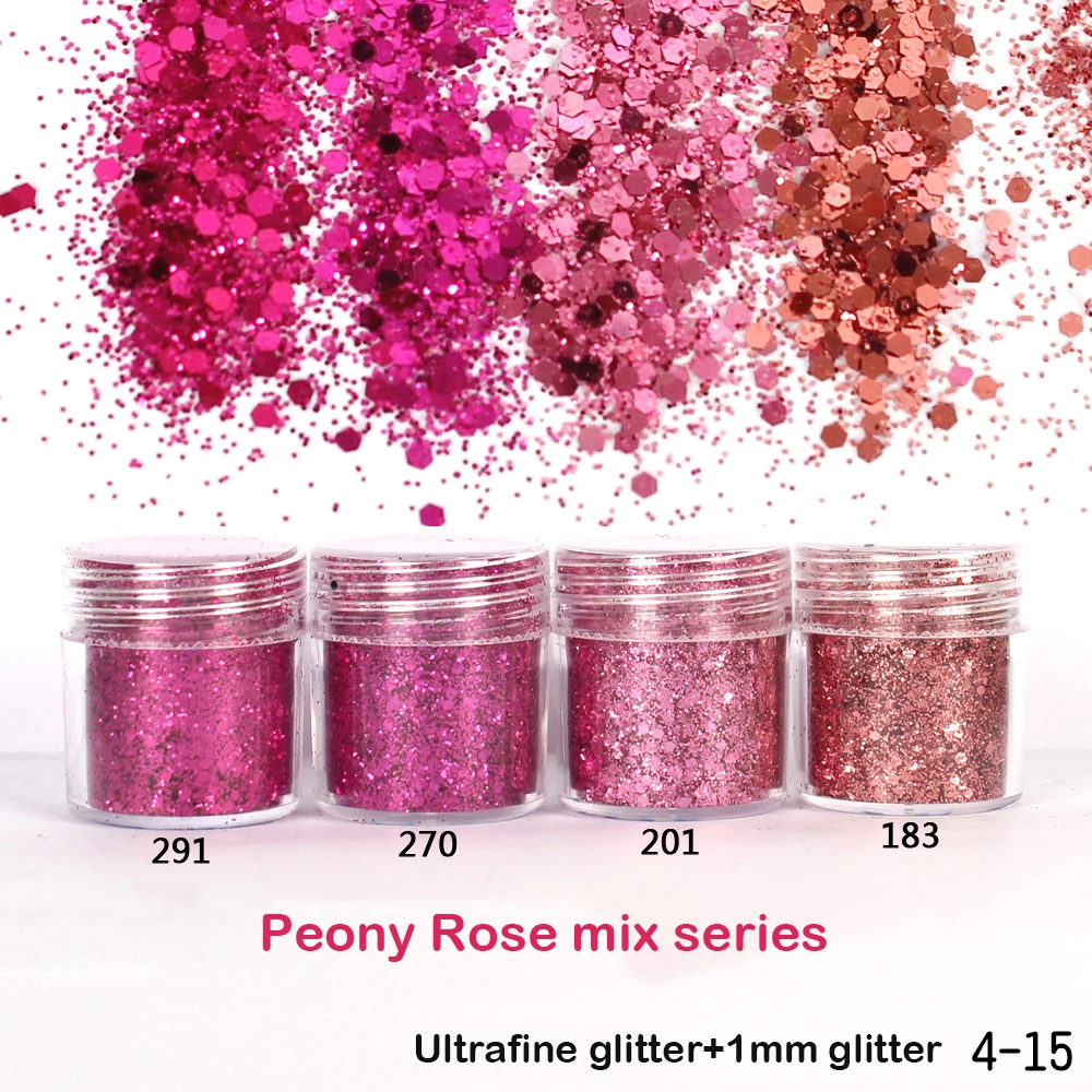 1 Jar Mini Shining Nail Glitter Sequins Holographic Colorful Peony Rose Mix  Series Flakes DIY Nails Colorful Glitter Nail Art