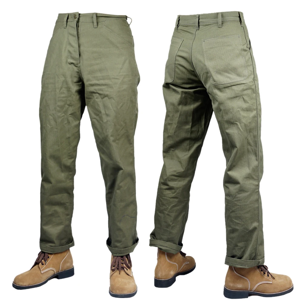 World War II United States Army Marine Corps HBT cotton uniform trousers outdoor trousers green