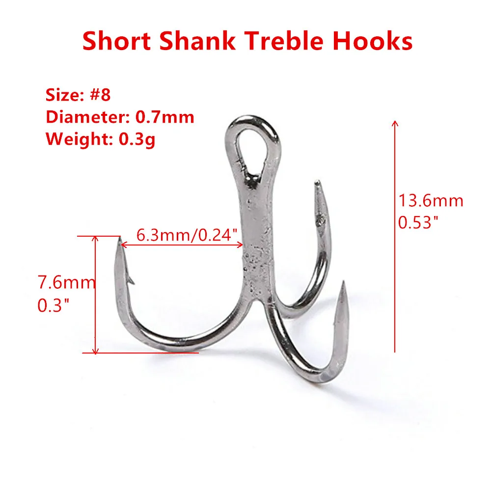 1 box MIZUGIWA Treble Fishing Hooks Short Shank Treble Hooks #2 - #12 Carbon Steel Barbed Fishhooks Triple Hooks Sea Tackle ​