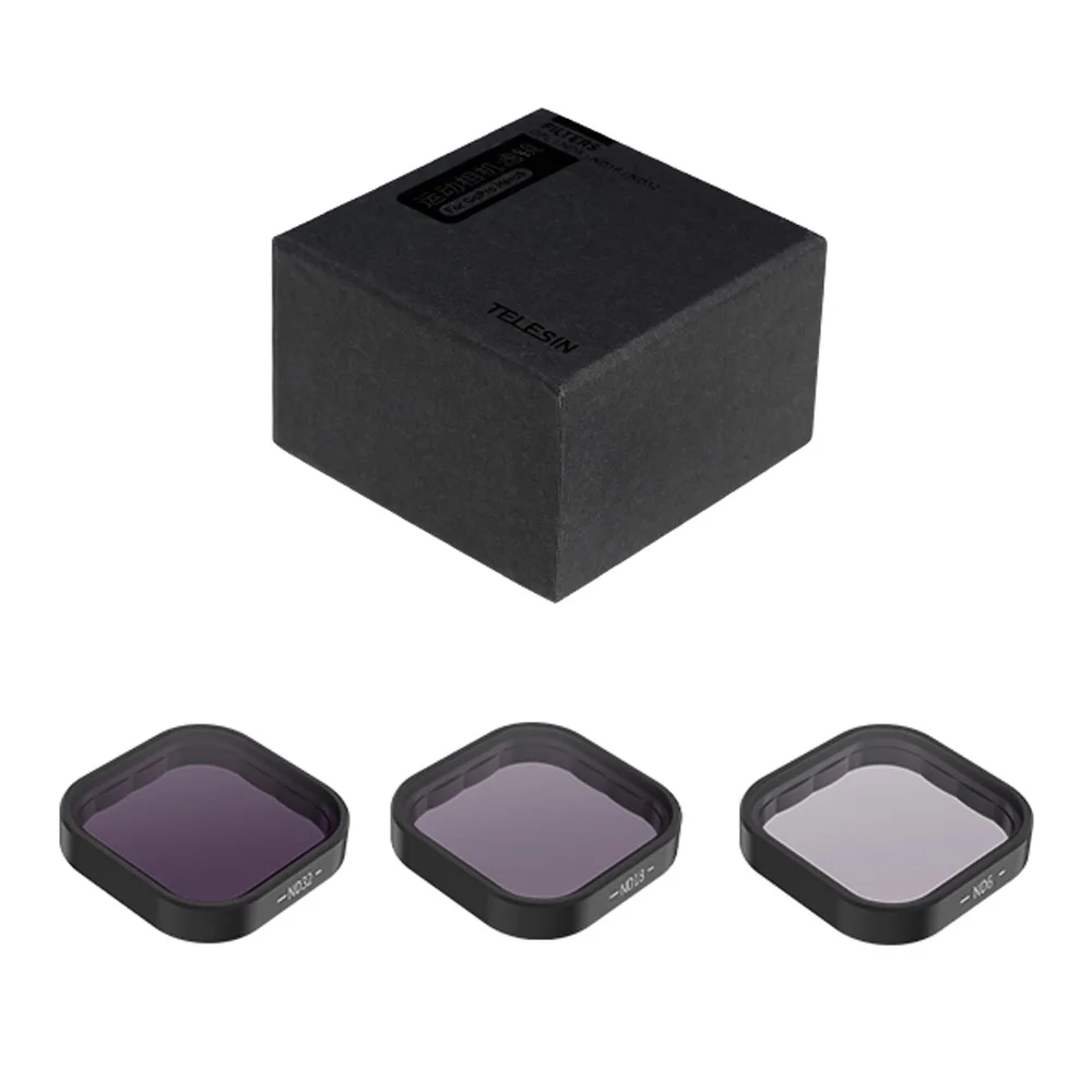TELESIN ND8 ND16 ND32 CPL-lensfilterset Aluminium frame voor GoPro 12 GoPro Hero 11 10 9 Zwarte actiecamera ND CPL-lens