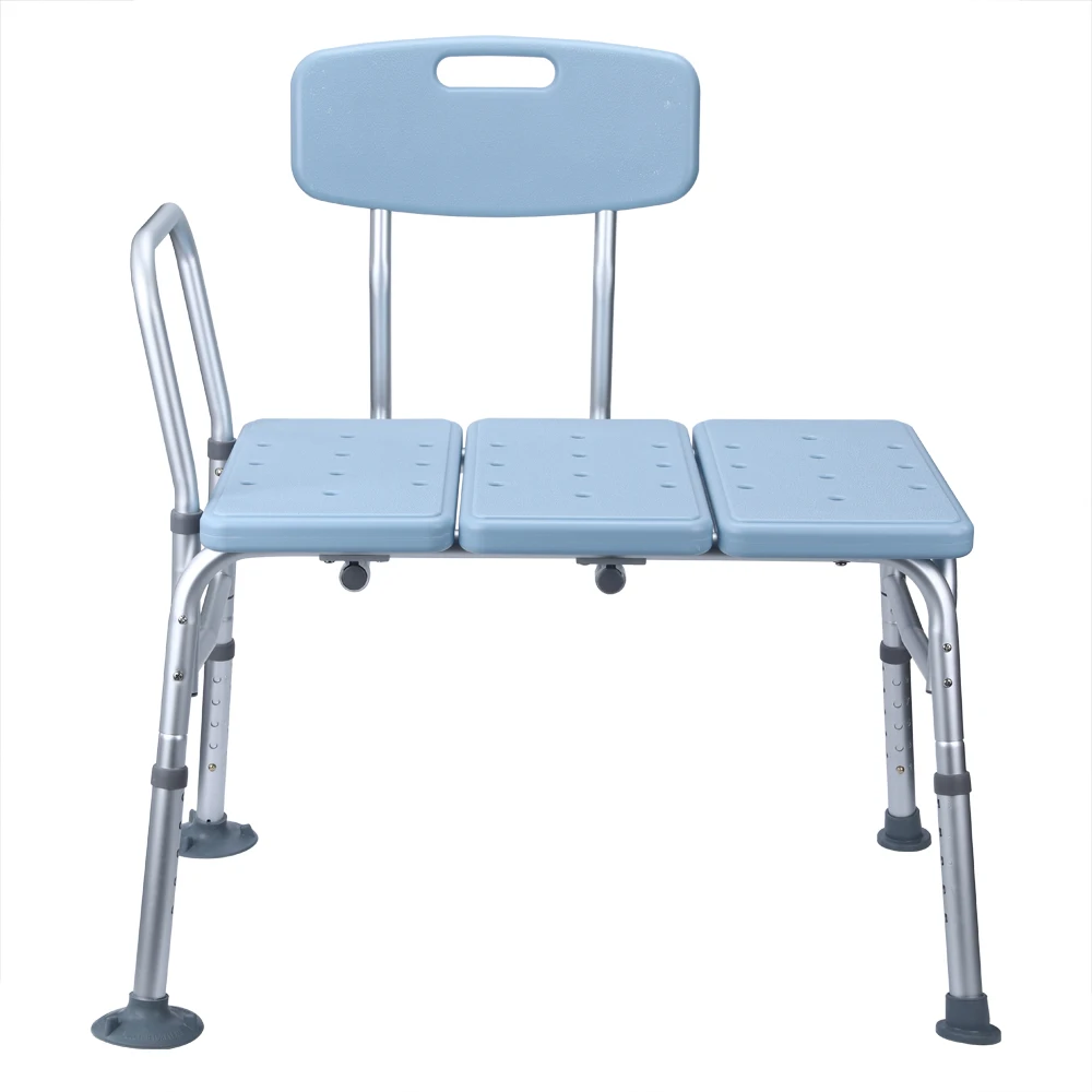 FCH Medical Bathroom Safety Shower Tub Aluminium Alloy Bath Chair Transfer Bench with Back & Handle Blue