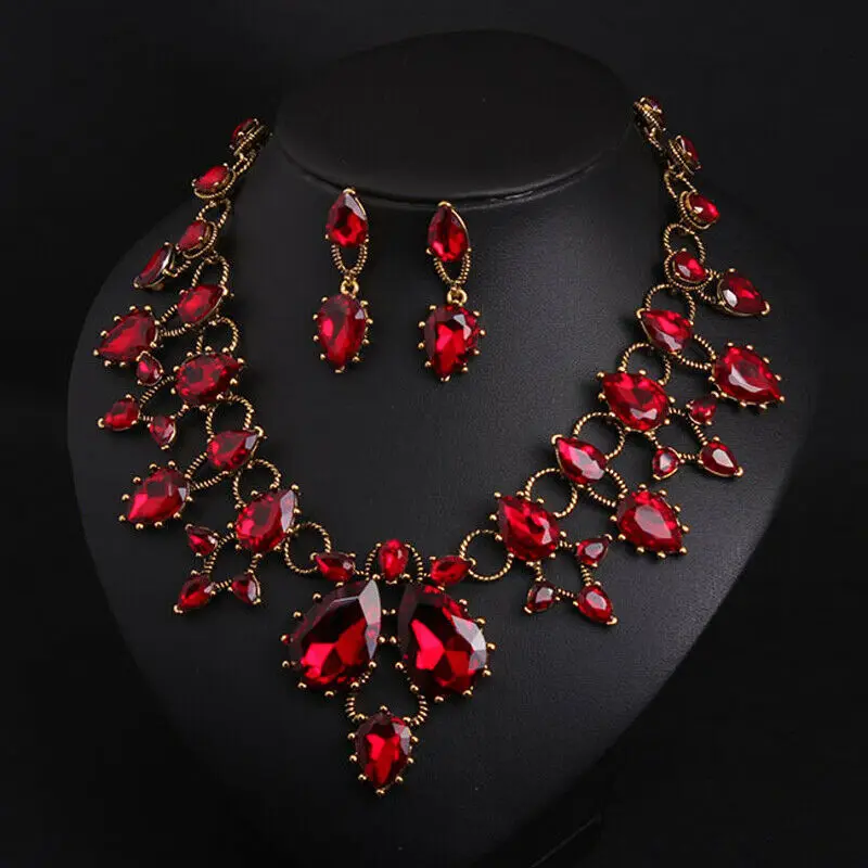 Luxury Statement Crystal Jewelry Sets Necklace Earring for Women Dinner Accessories Trendy Bride Wedding Banquet Gift Wholesale