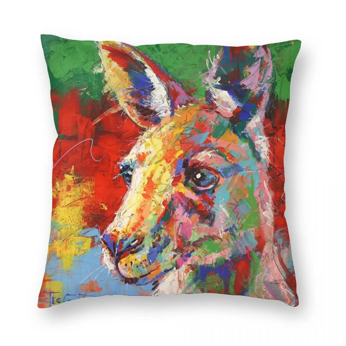 Kangaroo Pillowcase Polyester Linen Velvet Pattern Zip Decor Throw Pillow Case Home Cushion Cover Wholesale