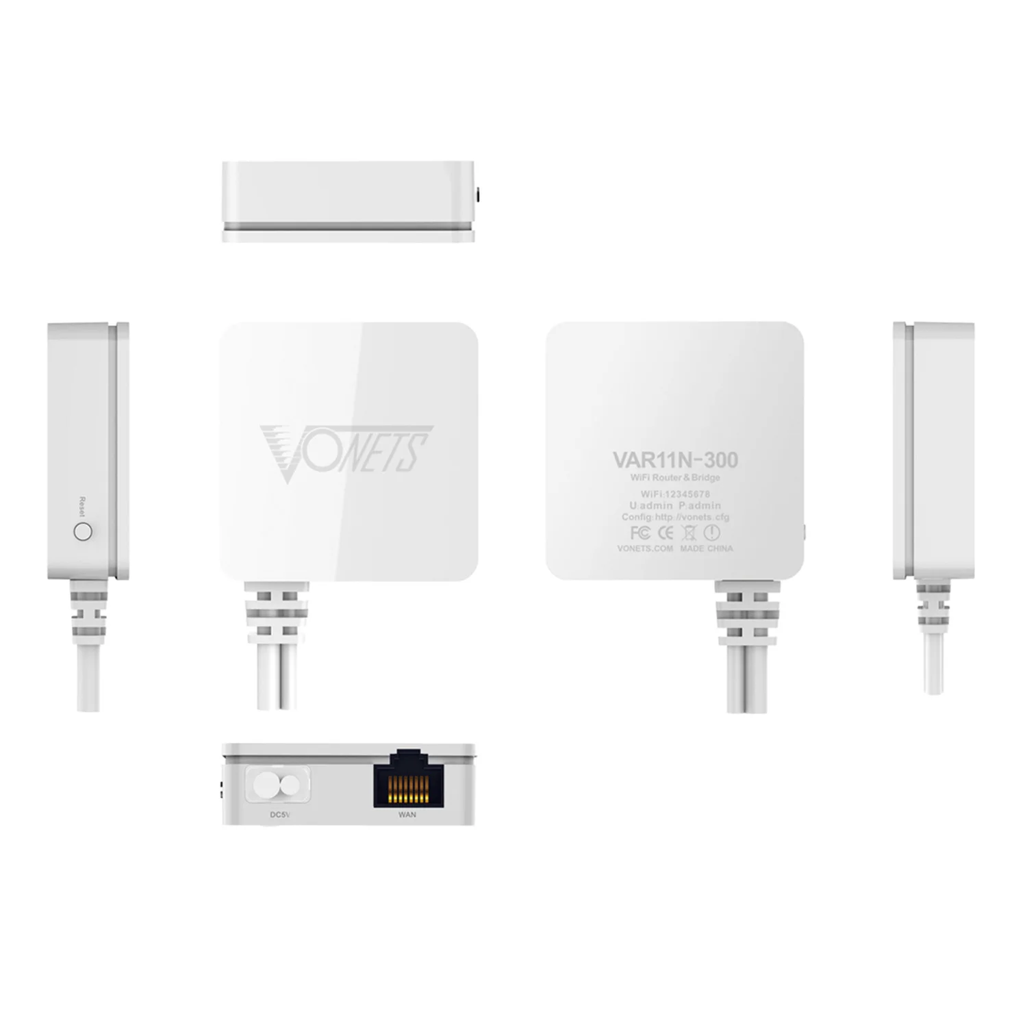 VONETS 3 in1 Multi-Functional 300Mbps Mini Wireless WiFi Router Bridge Wi-Fi Dongle Router Repeater for Smartphone Tablet Laptop