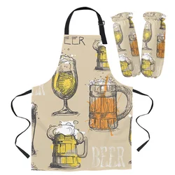 Kitchen Cooking Apron Cuff Vintage Text Beer Glasses Home Sleeveless Aprons for Men Women Kids Baking Accessories