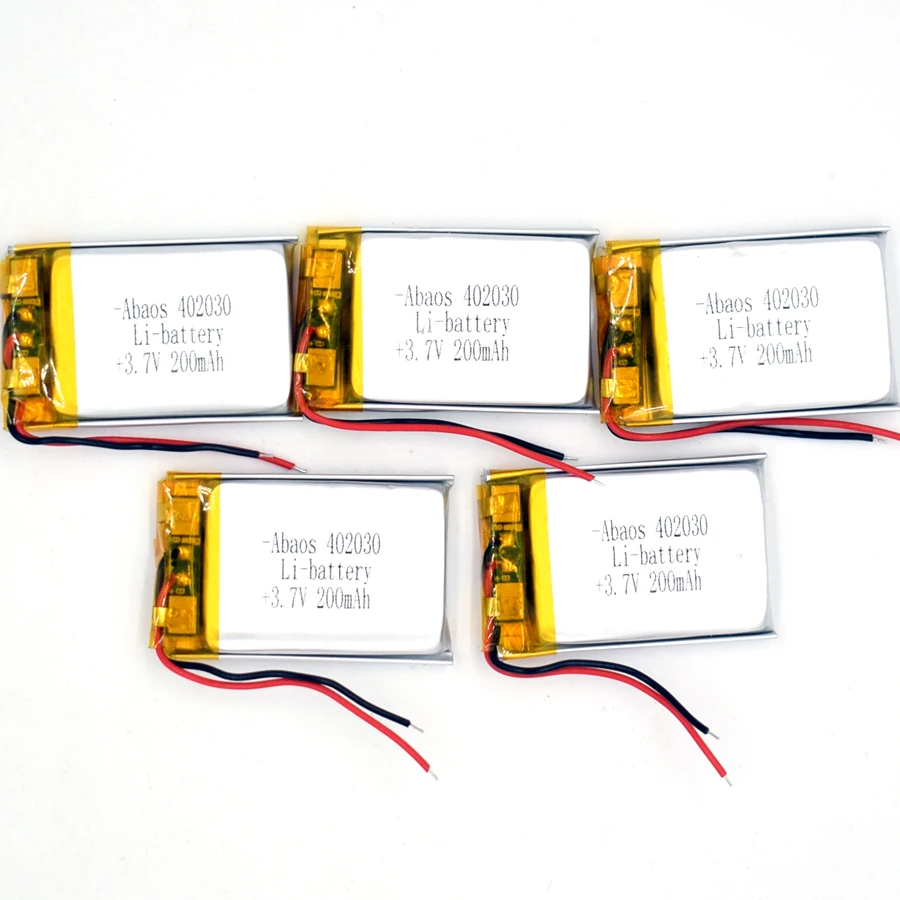 5 PCS 3.7V 200mAh Li-polymer Rechargeable Battery Li-Po ion for MP3 MP4 402030