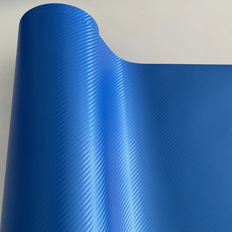 3D Blue Carbon Fiber Vinyl Vehicle Car Wrap Film Sheet Roll with Air Release Technology