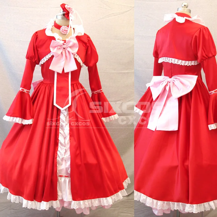 

Anime Black Butler Elizabeth Middleford Cosplay Costume Red Lolita Dress The Banquet/Party Role Paly Clothing Custom Make