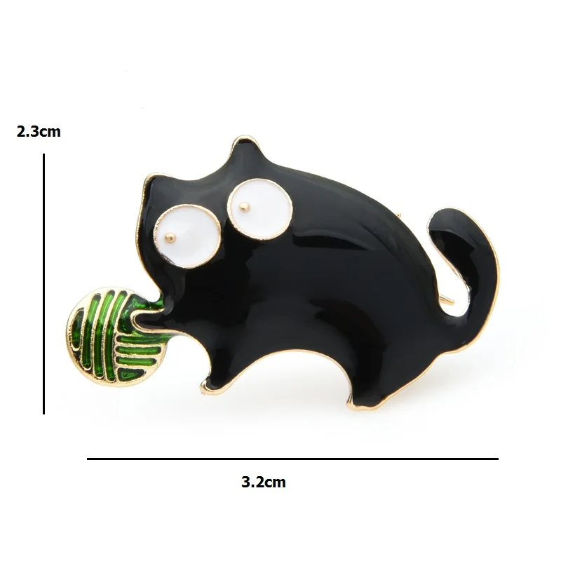 Wuli&baby Cute Small Fat Playing Ball Cat Brooches Women Alloy Enamel Cat Animal Party Casual Brooch Pins