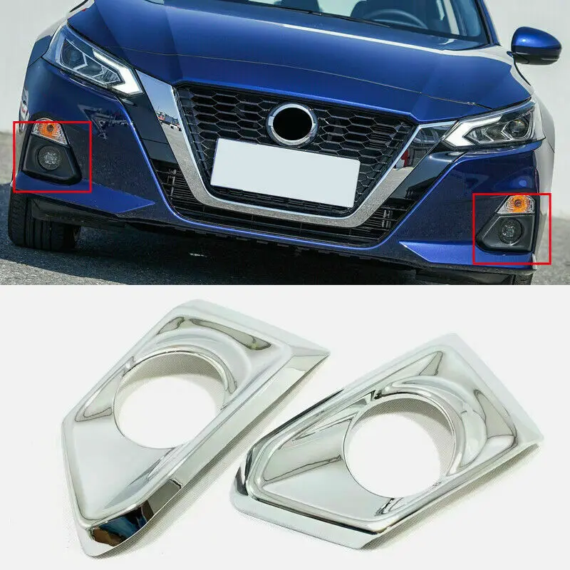 

For Nissan Altima 2019 2020 Chrome Front Fog Light Lamp Cover Trim Bezel 2pcs Car modification Auto parts