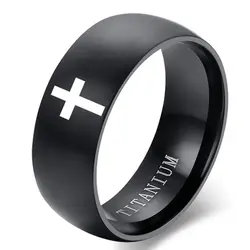 8mm Stainless Steel Cross Ring Christian Jesus Christ Lord Prayer for Men and Women