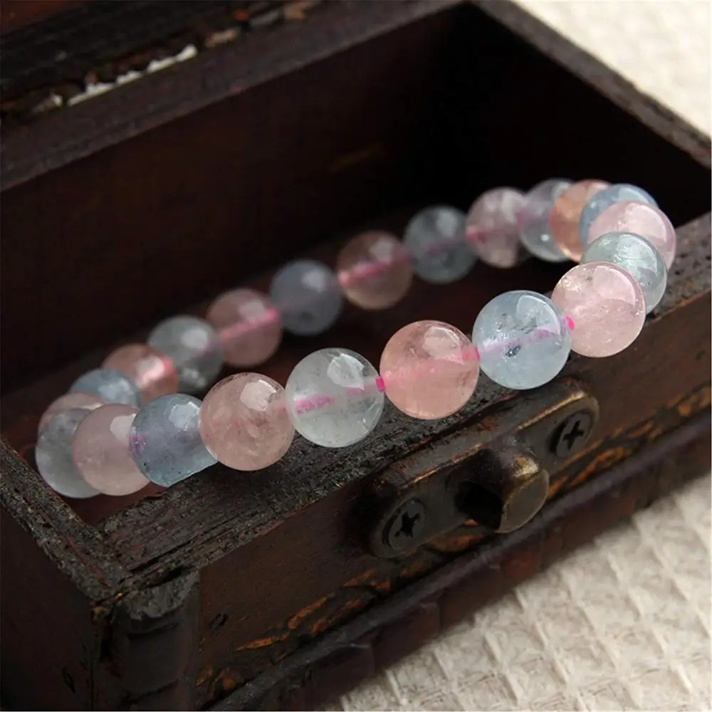 8mm Natural Morganite Bracelet Jewelry For Women Lady Men Love Healing Gift Crystal Colorful Round Beads Stone Stretch AAAAA