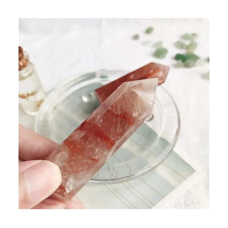 

Sales High Quality Natural Crystals Carving Crafts Red Healer Wand Fire Quartz Point For Christmas Decorations