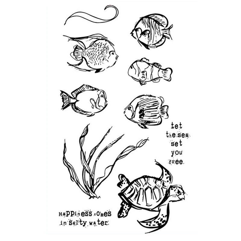 Fishes Transparent Clear Silicone Stamp/Seal for DIY scrapbooking/photo album Decorative clear stamp