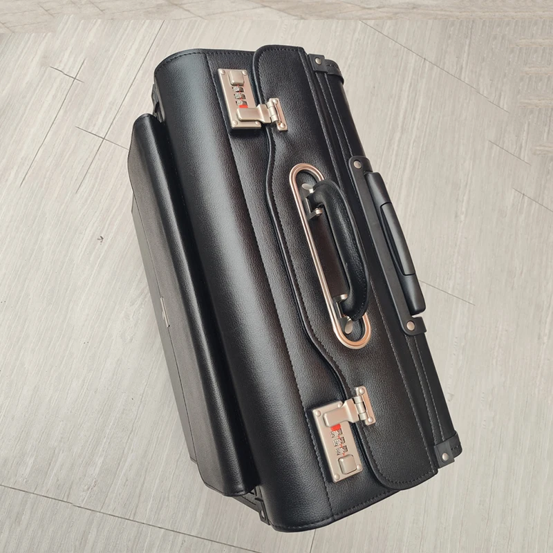 Flight attendant high-speed rail PU trolley suitcase Business Boarding   Captain travel rolling Luggage Lawyer Stewardess box