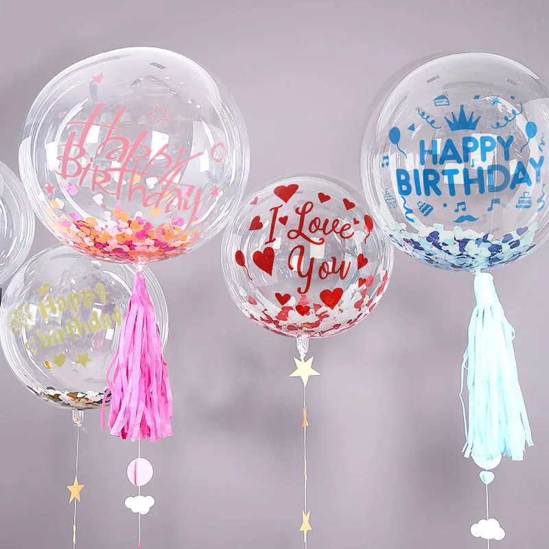 1/3pcs 18/20/24/36inch Bobo Balloon Transparent PVC Balloon Birthday Happy Sticker Party Favor Air Balloon Decoration Supplies 8