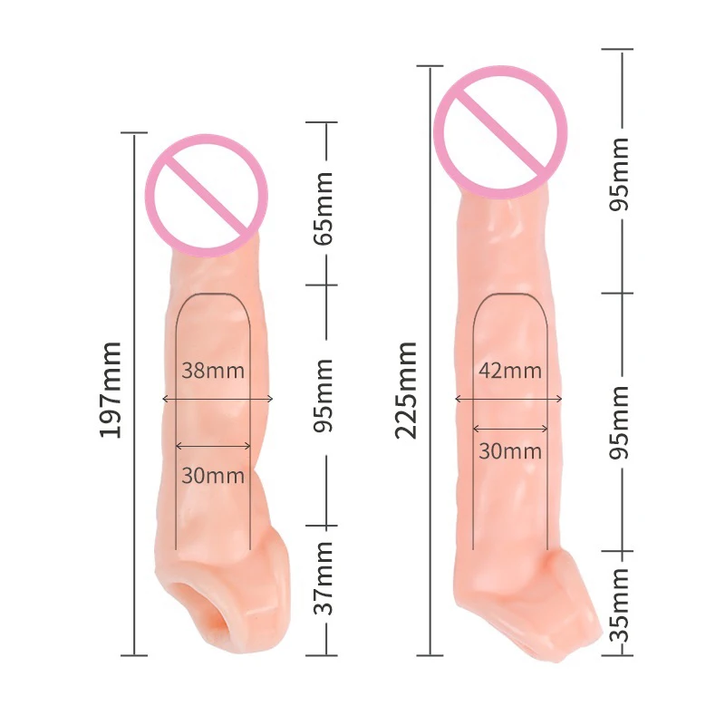 Real Penis Extender Reusable Condom Delayed Ejaculation Penis Sleeve Dick For Male Dildo Lengthening Extender Passionate Sex Toy